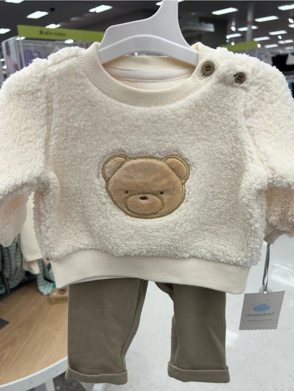 Cloud Island VIRAL Baby Boys' 2pc Bear Faux Shearling Set